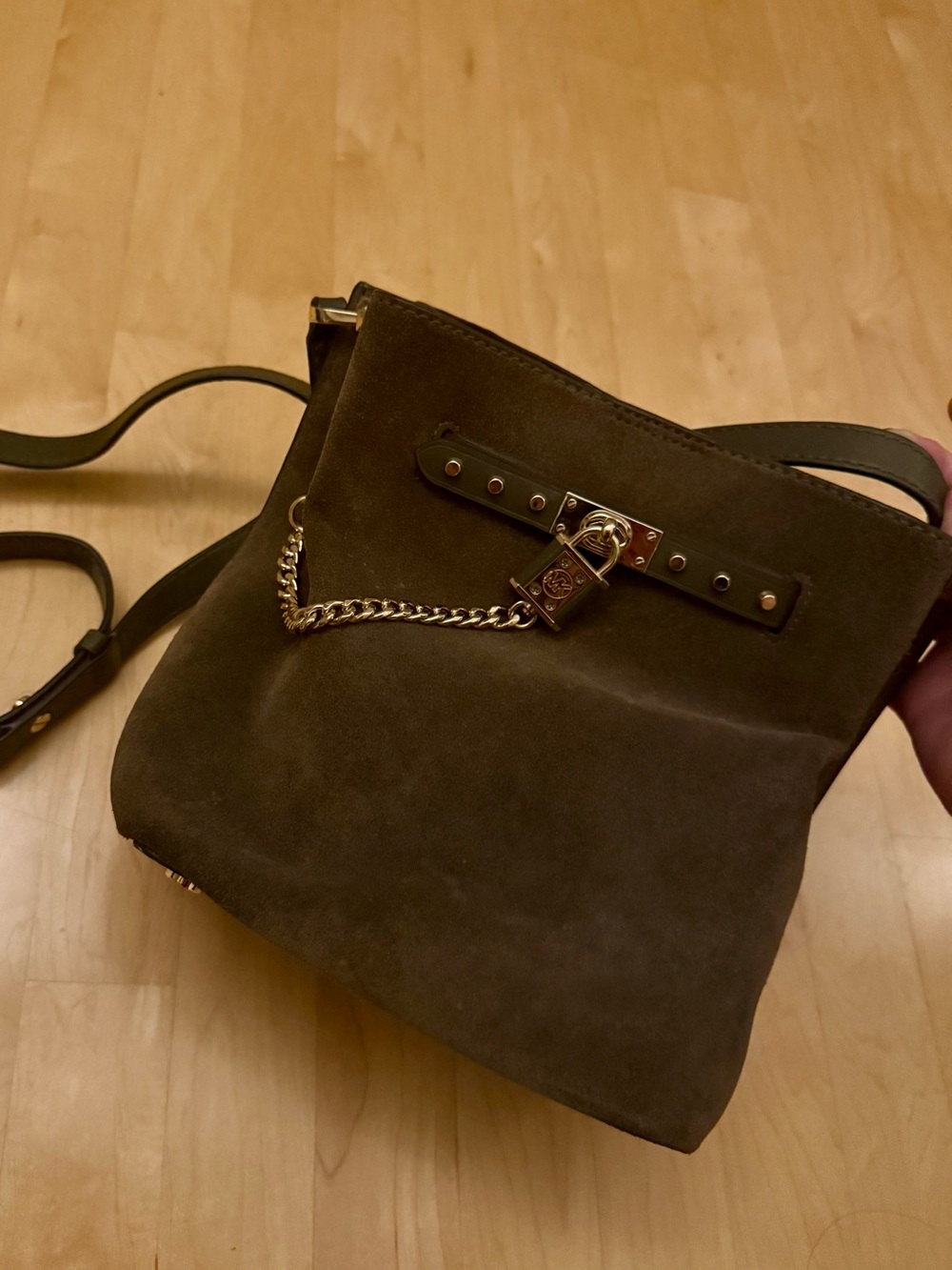 Michael Kors Suede Crossbody Bucket Bag